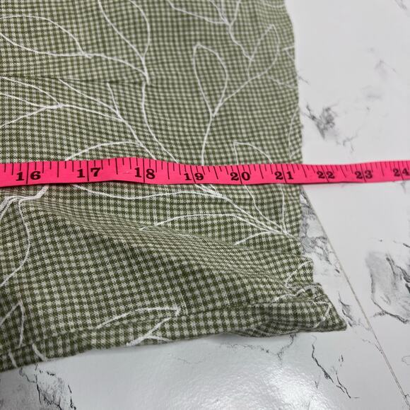 Flax gingham leaf print linen button down shirt - Picture 5 of 6